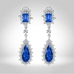 Man Made Blue Sapphire Earrings