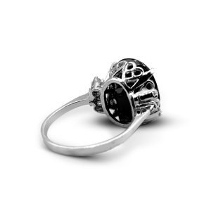 Black Onix and White Zircon Ring