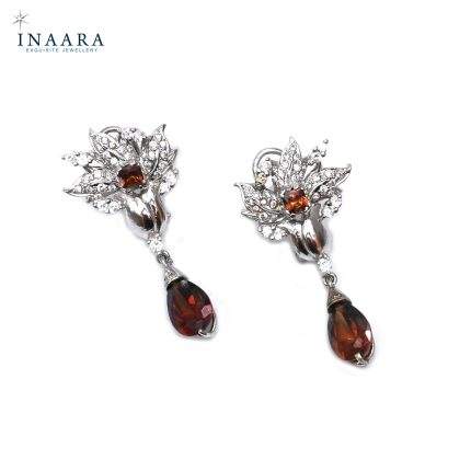 Flower Earrings – Crystal Brown 1