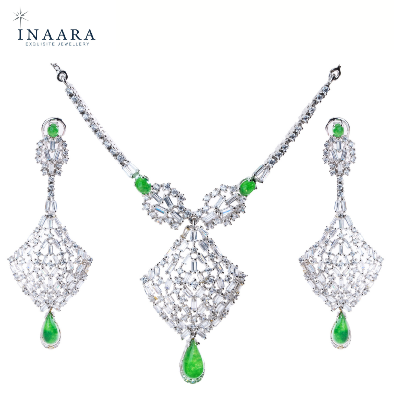 Baguette Emerald Necklace Set