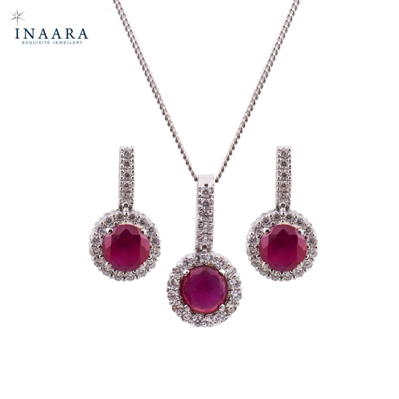 Ruby (Synthetic) Pendant Set