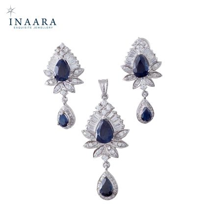 Crown Sapphire Pendant Set