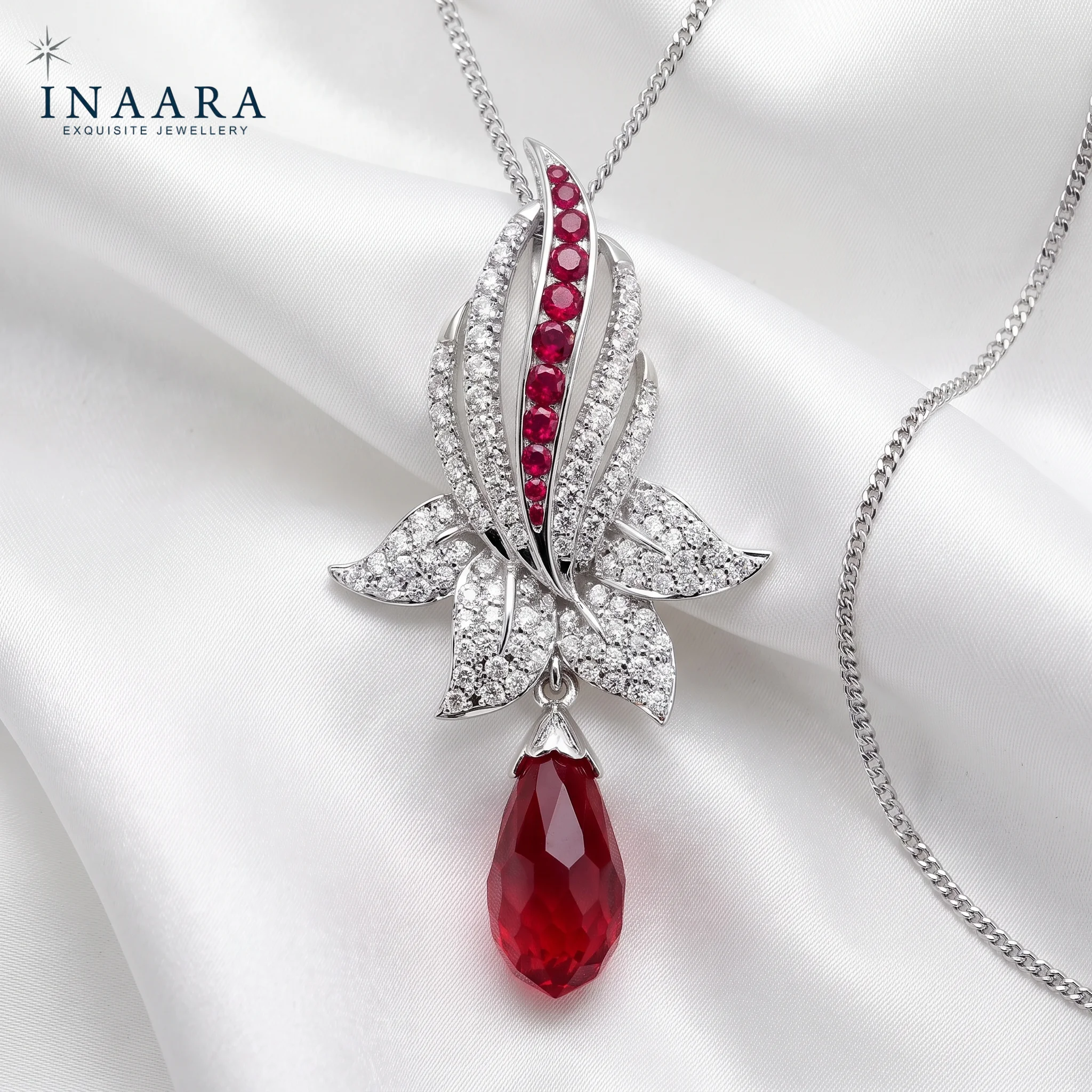 Round Ruby Pendant, Drop Man Made 4 Round Ruby Pendant, Drop Man Made - Image 1