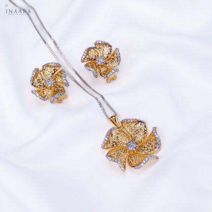Golden Flower Pendant Set 4
