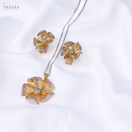 Golden Flower Pendant Set 3