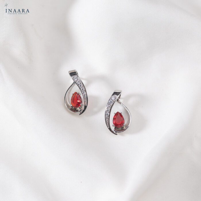Teardrop Earrings - Red - Image 3