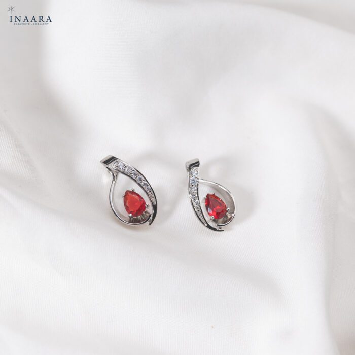 Teardrop Earrings - Red - Image 2