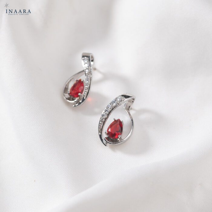 Teardrop Earrings - Red - Image 1